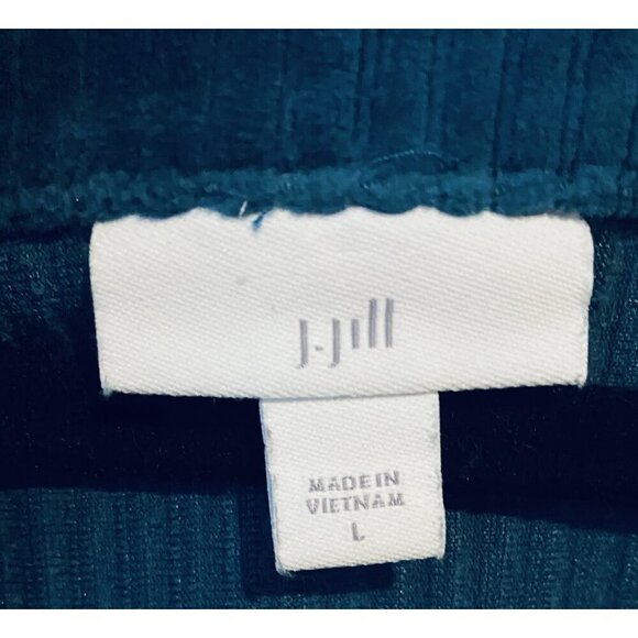 J Jill Top Womens Large Teal Blue Ribbed Velour V Neck Boxy Comfy Loungewear - Picture 4 of 7